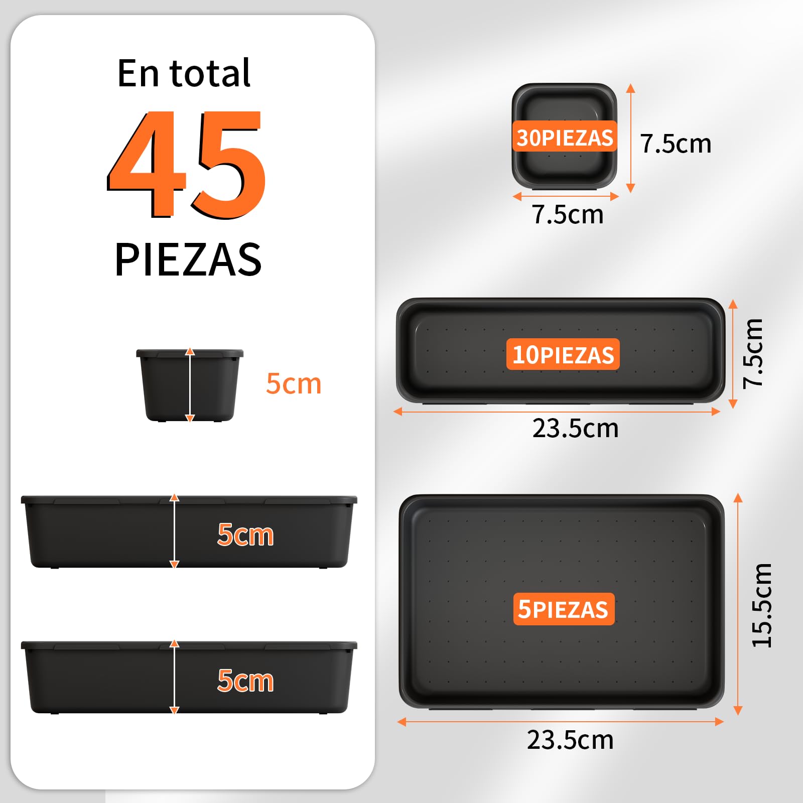 Set de 45 Cajas Organizadoras Cajones, Cajas Herramientas Almacenaje Plastico, Herramientas Mecanico Tornillos Accesorios y Piezas Pequeñas Organizador, Adecuado Aara Taller Mecanico, Cochera