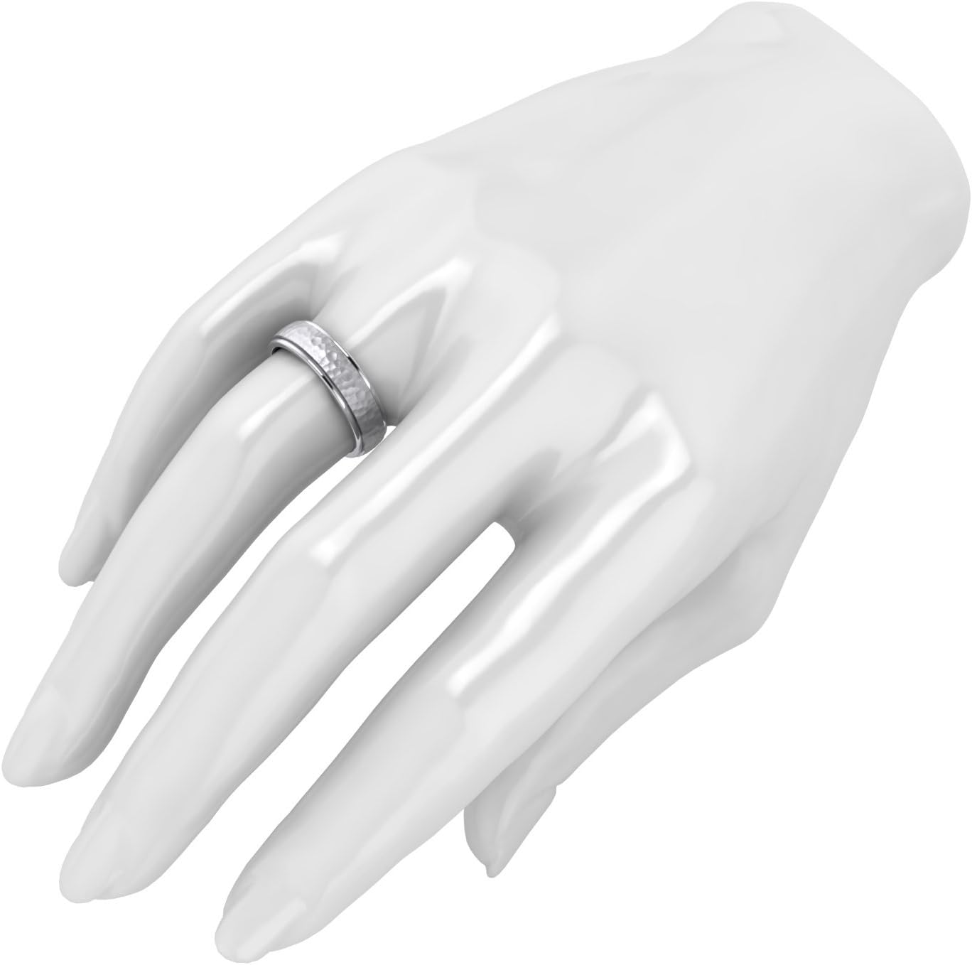 Heavy Solid Sterling Silver 6mm and 8mm Hammered Unisex Wedding Band Comfort Fit Ring Raised Center Polished Sides