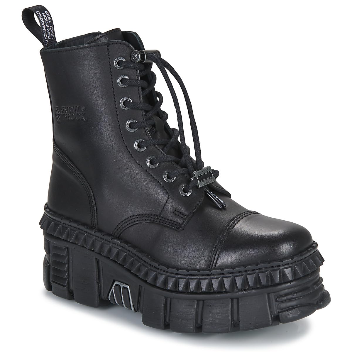 Bottes plateforme brochettes New Rock fermeture éclair noir - 8