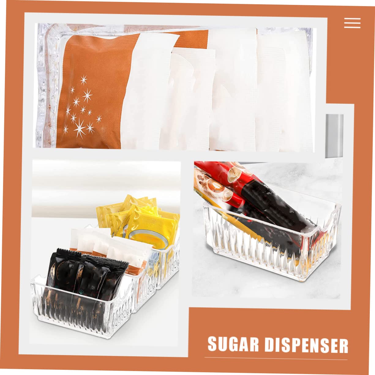 PRETYZOOM 4Pcs Acrylic Storage Box Versatile Organizer for Tea Bags Sugar Packets and Items Design for Easy Access for Kitchen Office Pantry Use