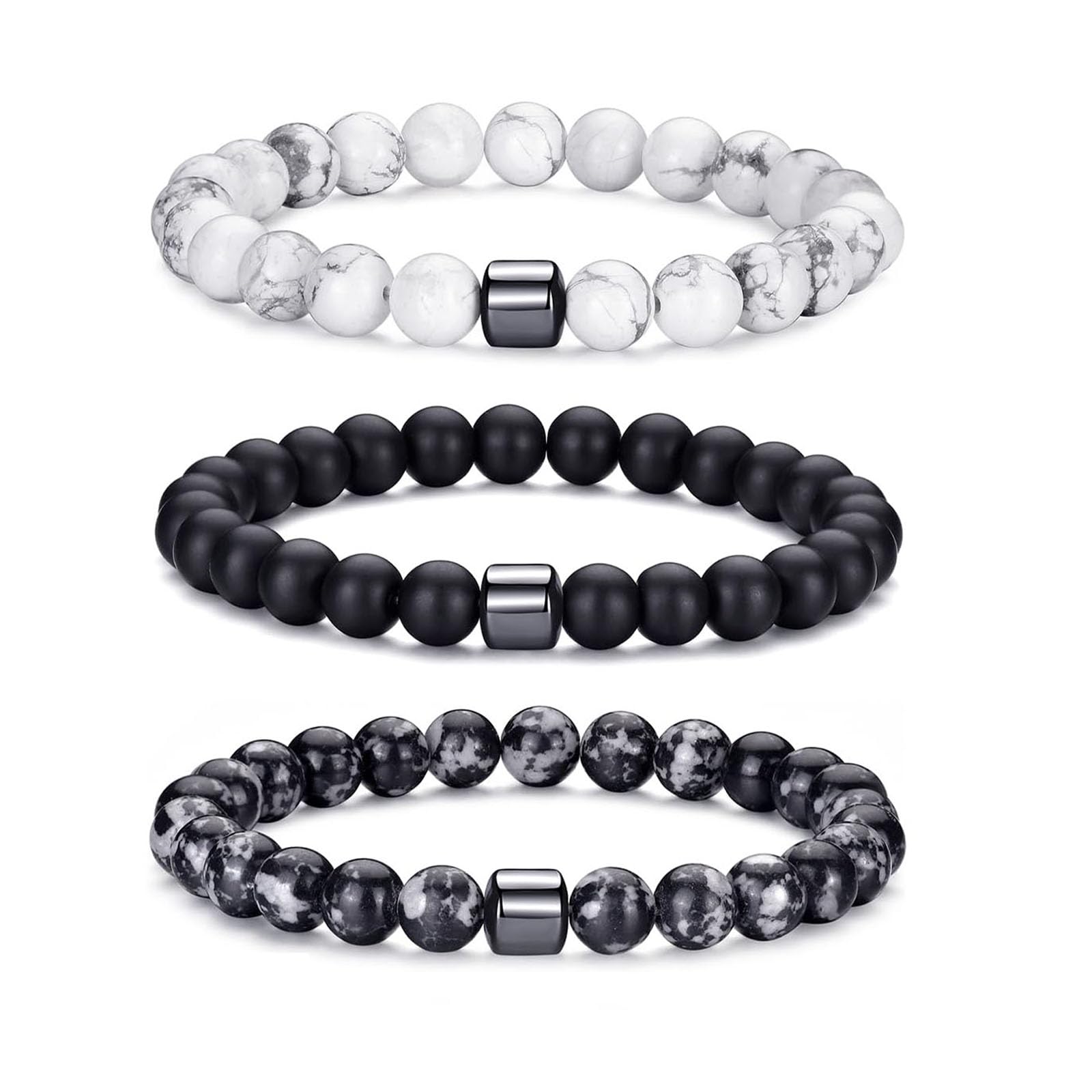 Crgwxzl Mens Beaded Bracelet Cross 8MM Natural Stone Bracelet Set Stretch Tiger Eye Lava Rock Bracelets for Men