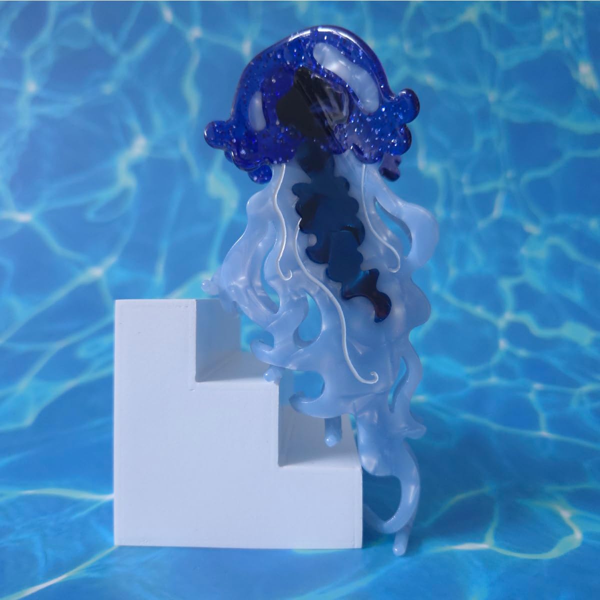 Novelty Ocean Jellyfish Hair Clips,Cellulose Acetate Hair Clips,Big Claw Clips for Girl,Hair Accessories,Blue - Image 6