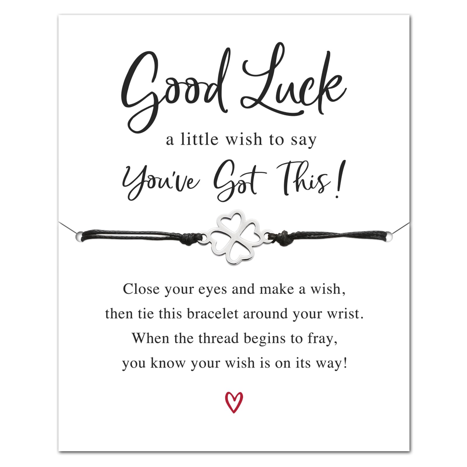 Good Luck Bracelet Gifts Adjustable Star Four Leaf Clover Elephant Charm Bracelet with Card Envelop for Good Luck at University, New Job, Exams, College