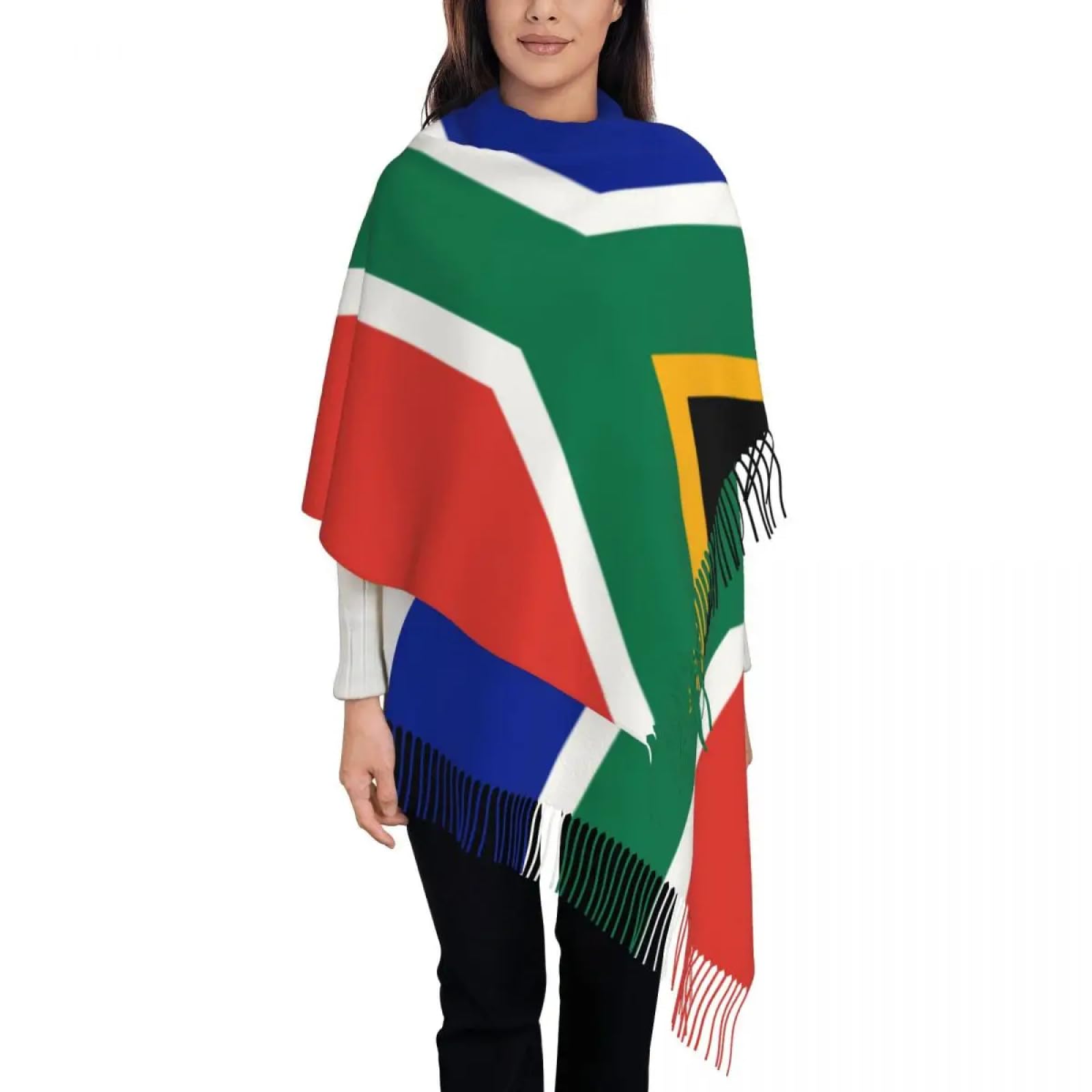 Kwqdozf Women's As Shown Blanket Scarf For South African Springboks Flag Scarf For Warm Winter Cashmere Shawls And