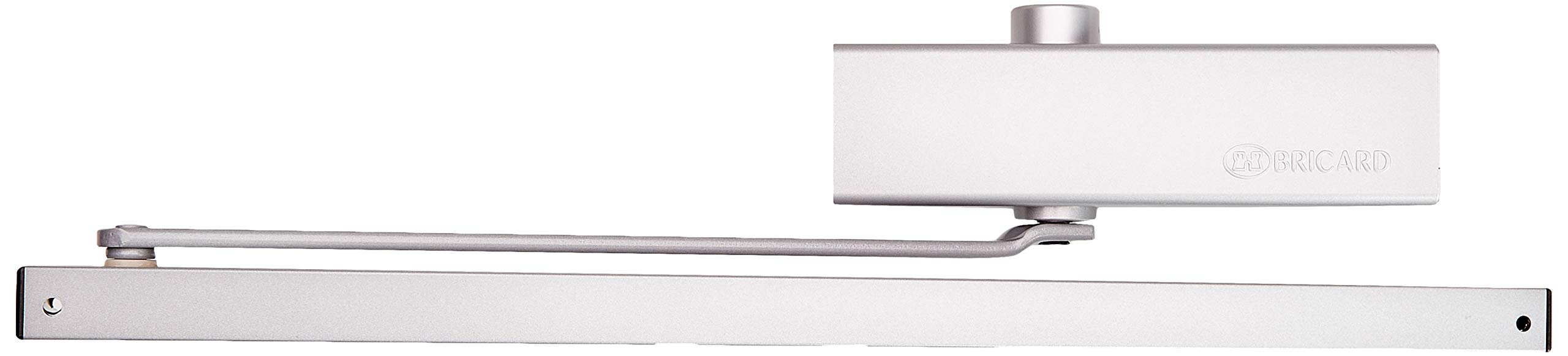 Bricard 6201157 Ferme-Porte hydraulique force 3 (60kg), bras à Glissière, Ce, Coupe-Feu, conforme à la norme en 1154, Argent