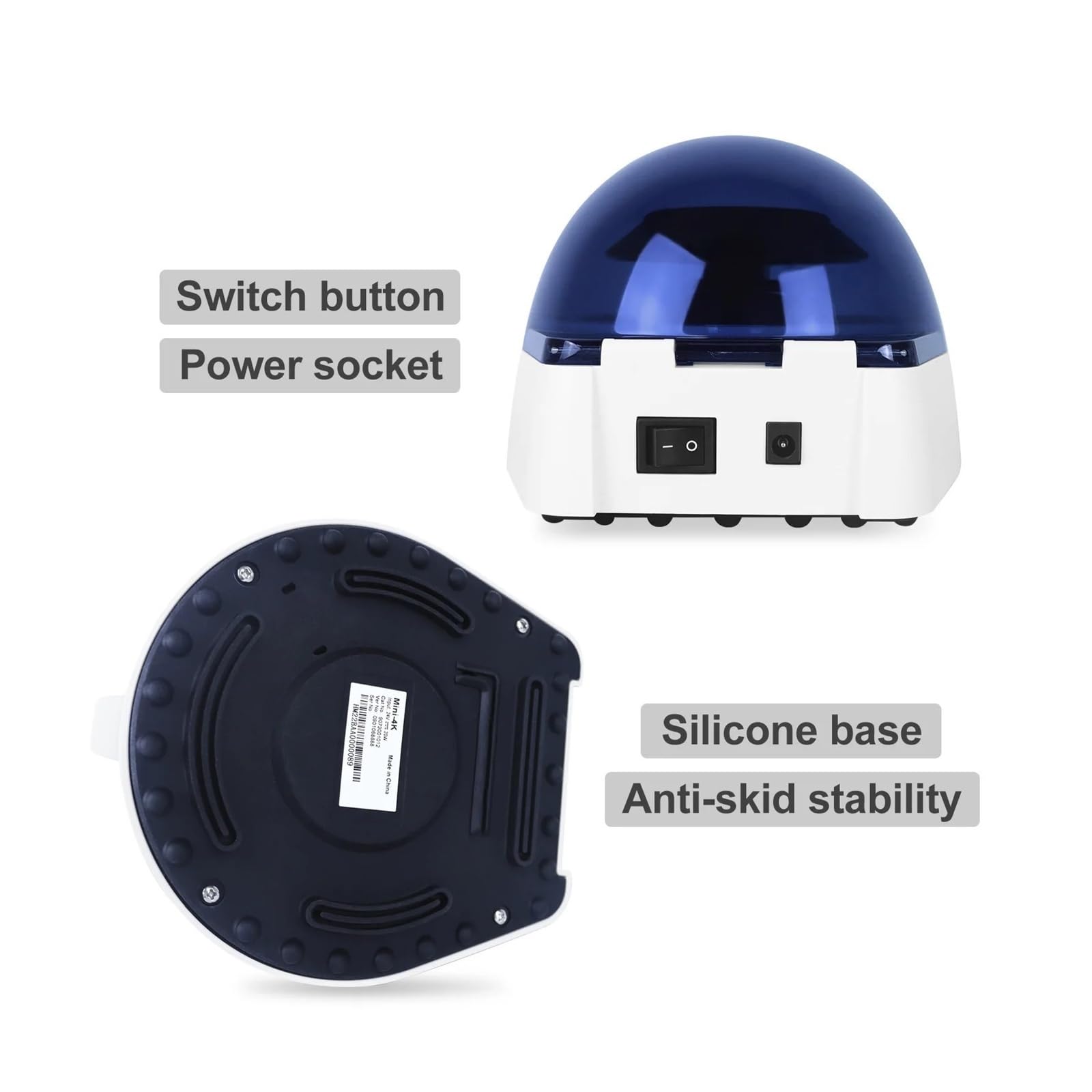Labor Mini-PCR-Zentrifuge 7000 U/min Feste Geschwindigkeit Medizinische Blutplasma-Zentrifuge Mini-4K Kompatibel mit 2-ml-Röhrchen Für den Laborgebrauch
