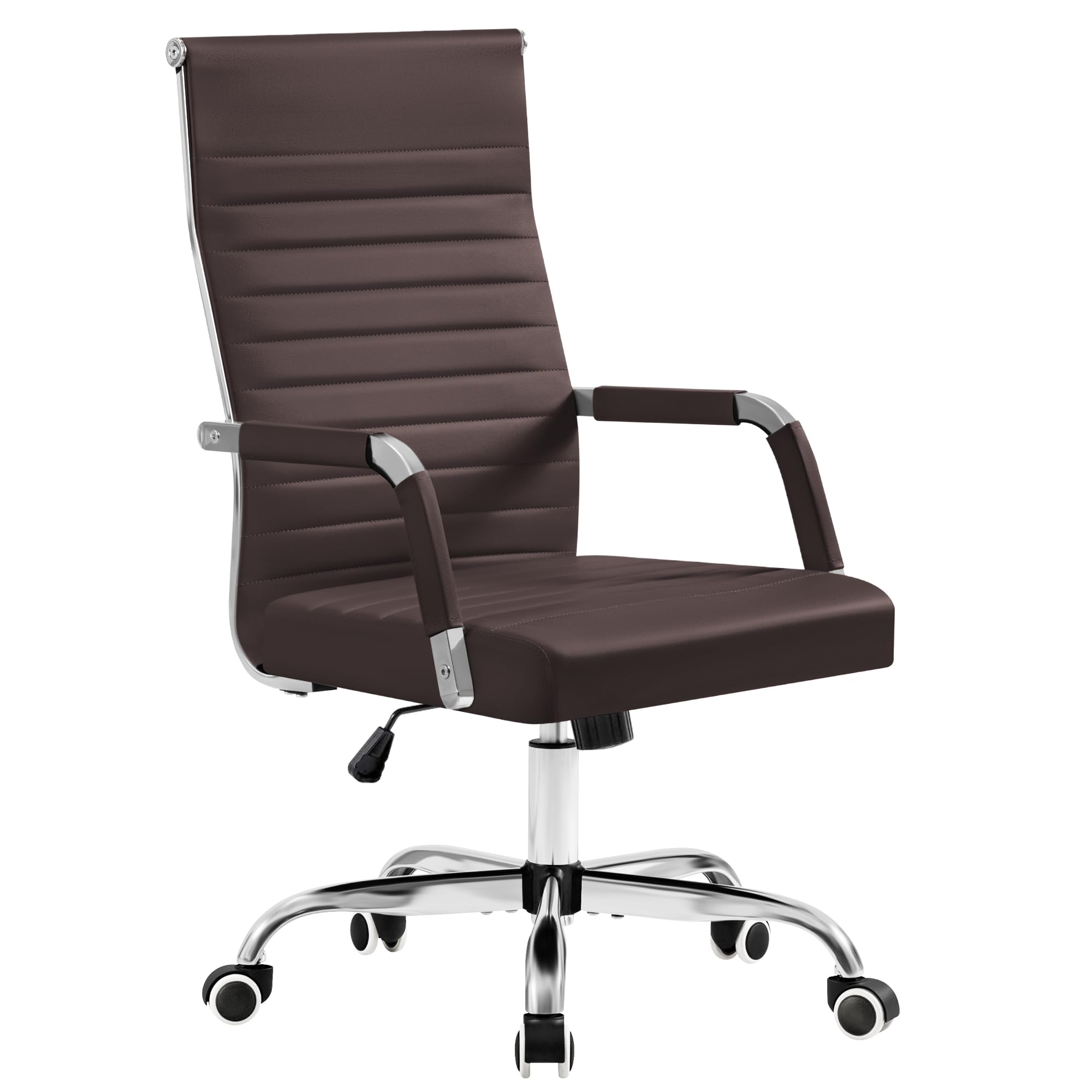 Furmax Ribbed Office Desk Chair Mid-Back PU Leather Executive
