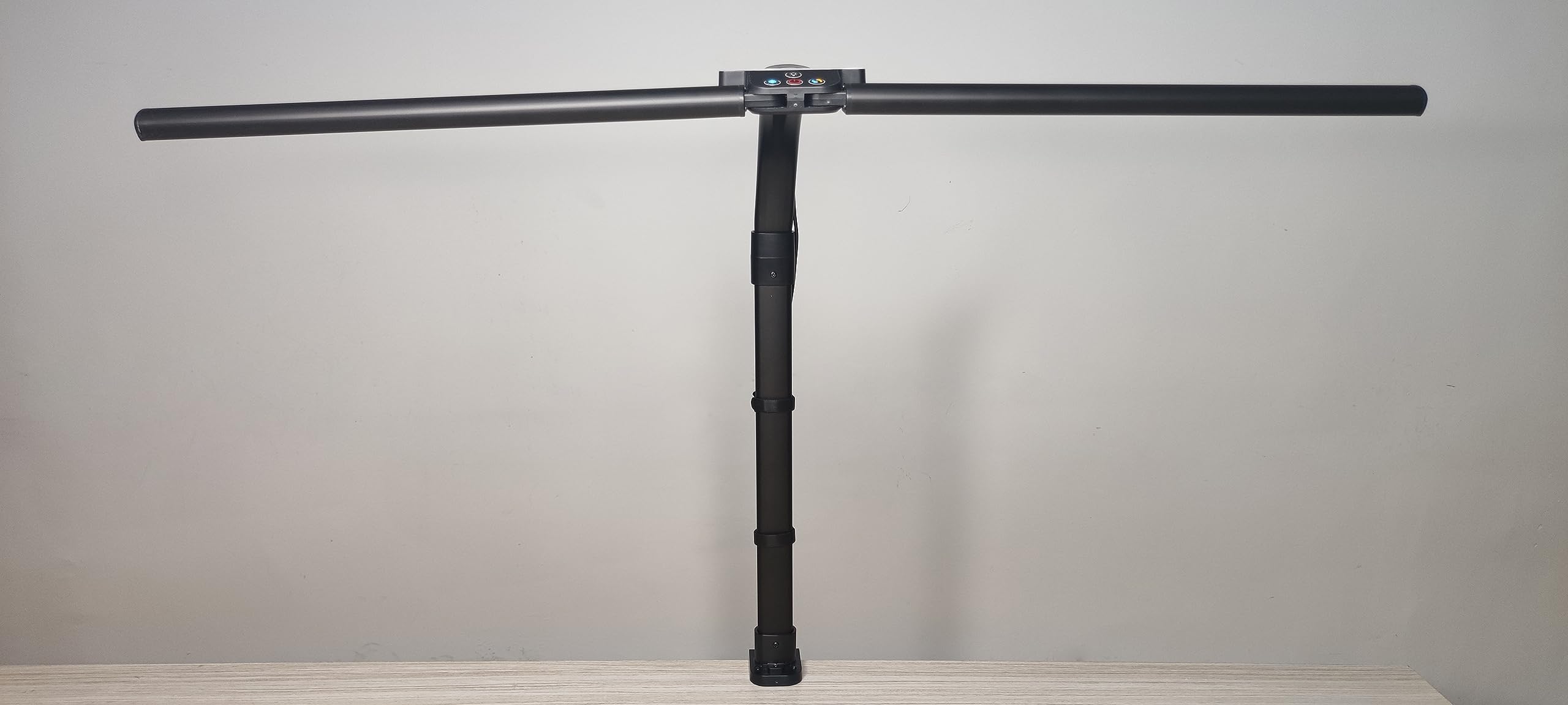 tantu Doppelkopf Schreibtischlampe LED dimmbar,24W 80CM Schreibtischlampen klemmbar,5 Farb 5 Helligkeitsstufen Tageslichtlampe Schreibtisch,Verstellbarer Schwanenhals Bürolampe Augenschutz (grau)