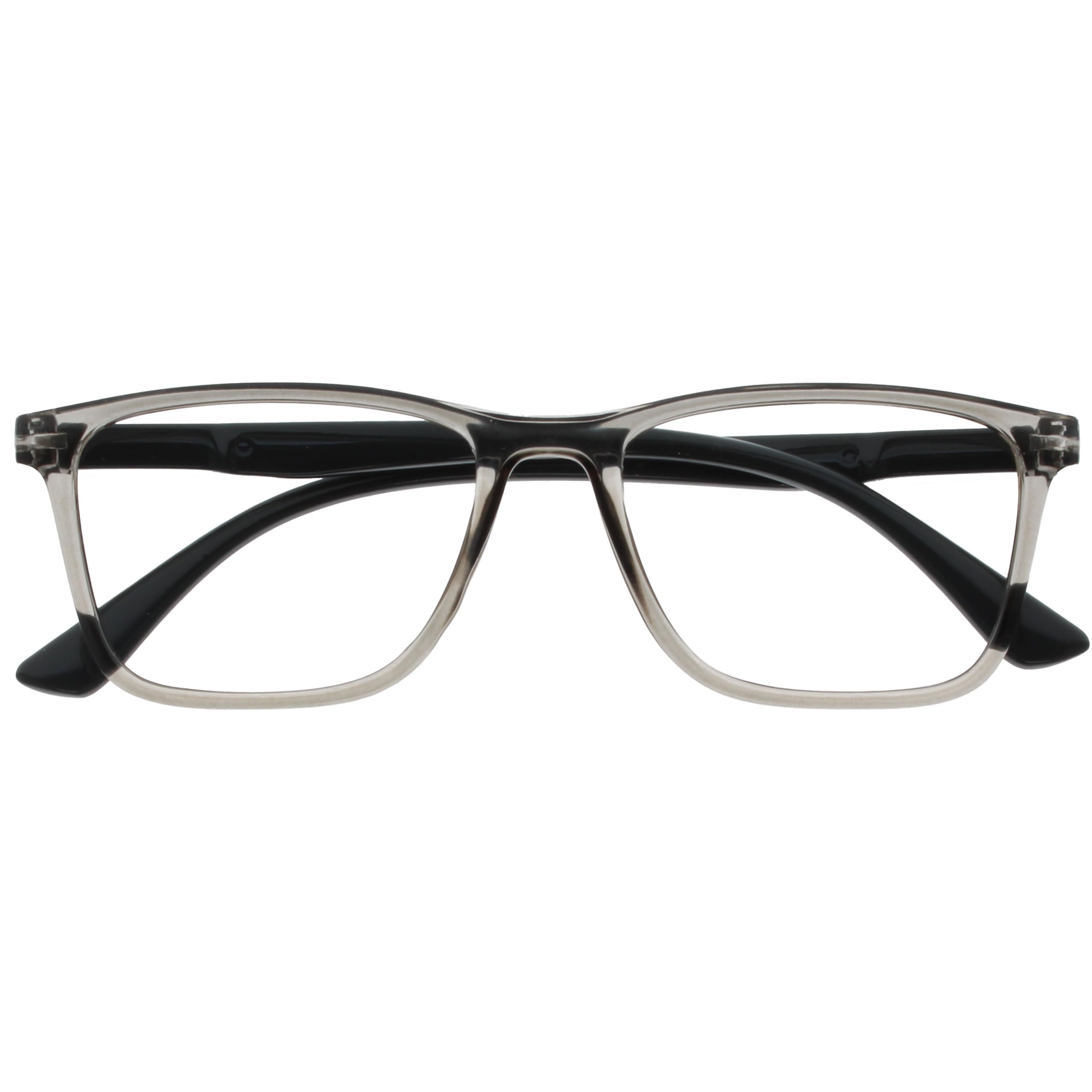 OPULIZE NYX Reading Glasses with Blue Light Blocking for Women Men, Rectangular Frame with UV & Eyestrain Protection, Anti-Glare Computer Gaming Glasses, Grey +0.0 (Pack of 1)