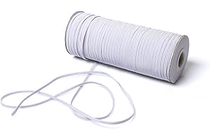 Top Hunter White Elastic 1/8 Width Braided Elastic Cord/Elastic Band/Elastic Rope/Bungee/White Heavy...