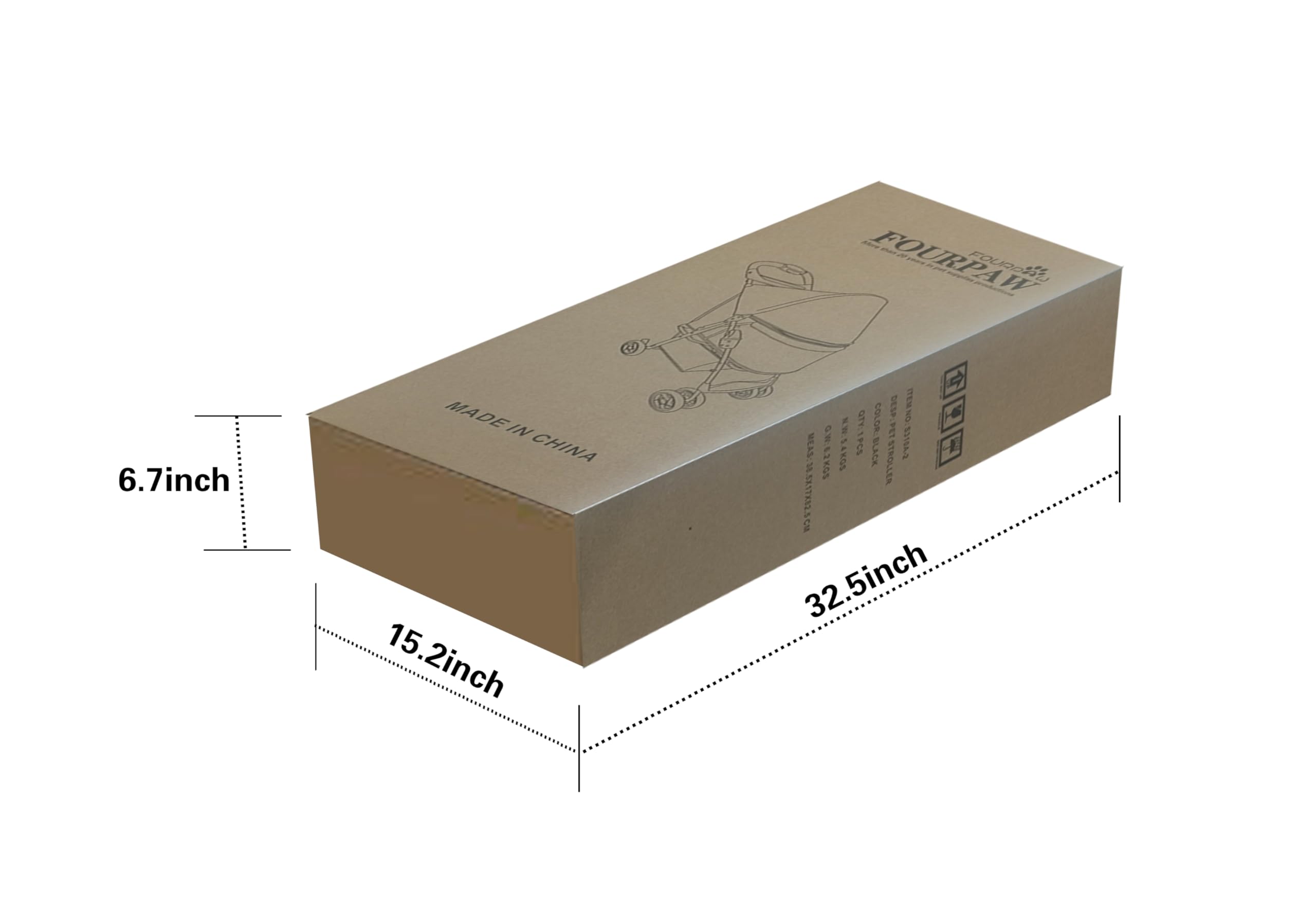 FOURPAW Passeggino per animali domestici con finestra completa con fibbia, 4 ruote per cani e gatti, con cestino portaoggetti, portabicchieri, passeggino da viaggio per cuccioli/gatti.