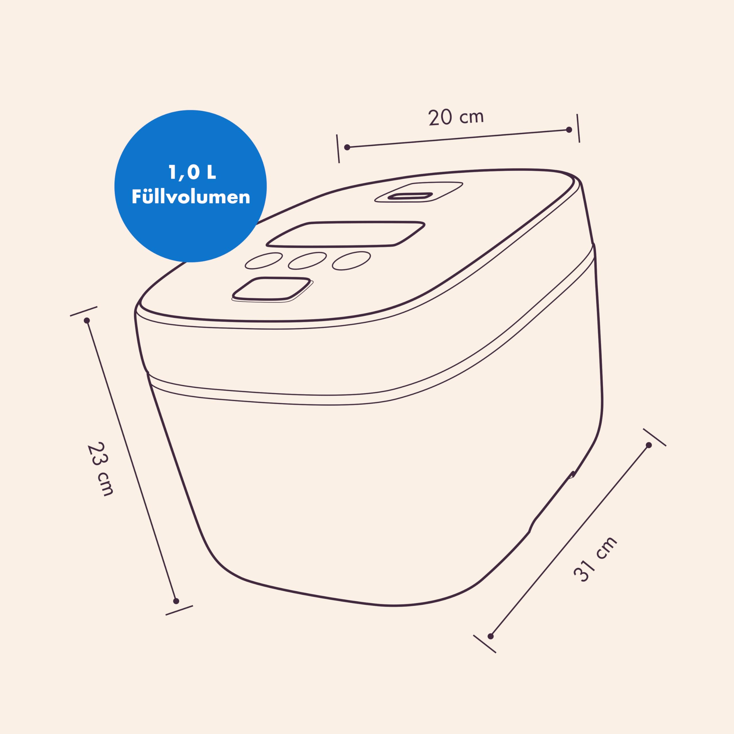 ZOJIRUSHI Premium Reiskocher Induktion NW-QAQ-10 – 1,0 Liter – mit Timer- und Warmhaltefunktion – inkl. Messbecher, Reislöffel und Dämpfeinsatz - Mit europäischem Netzkabel