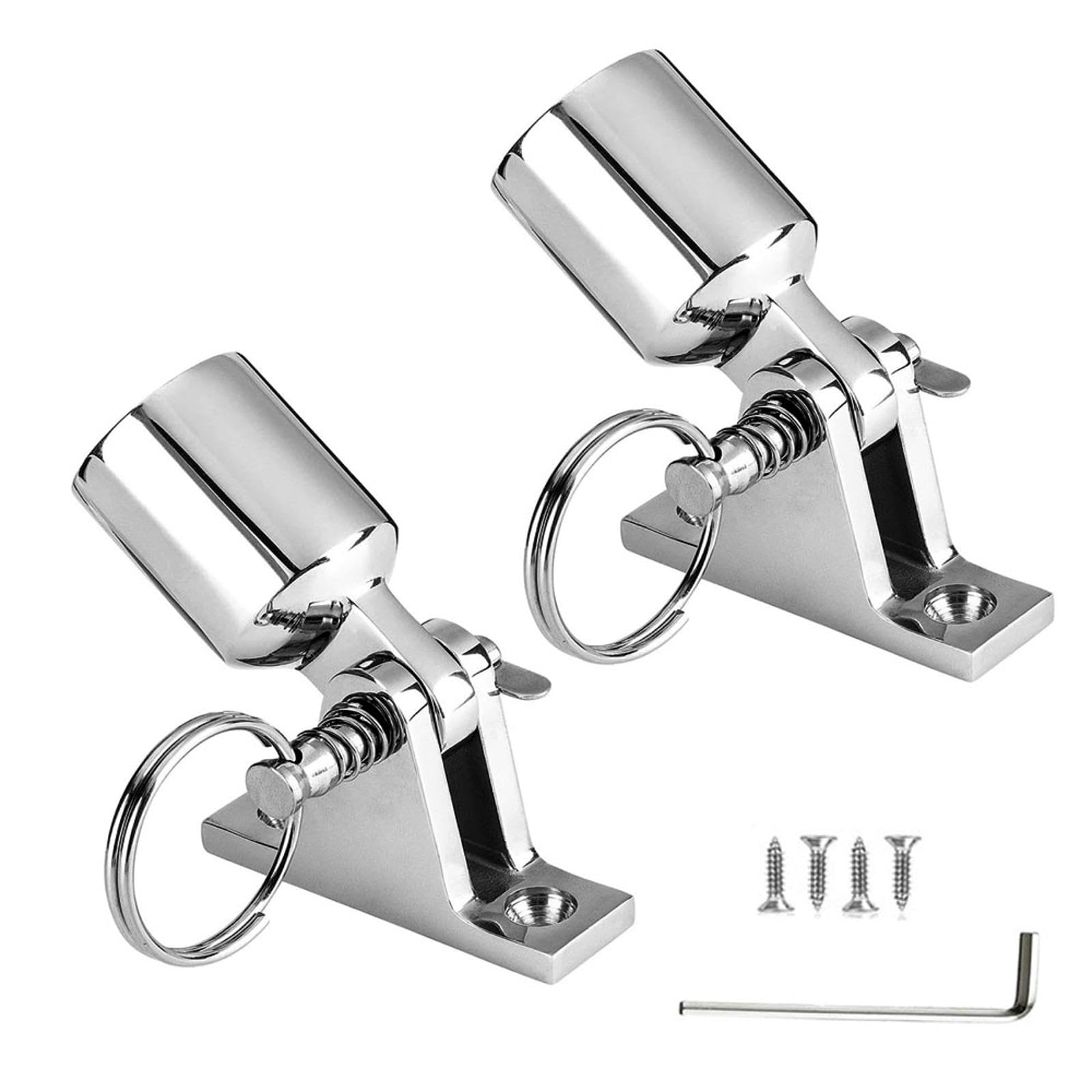 TopHomer 2 Pack Deck Hinges, 316 Stainless Steel Boat Bimini Top Connectors Marine Awning Fixing Hardware Fits for 25mm/1in OD Round Tube