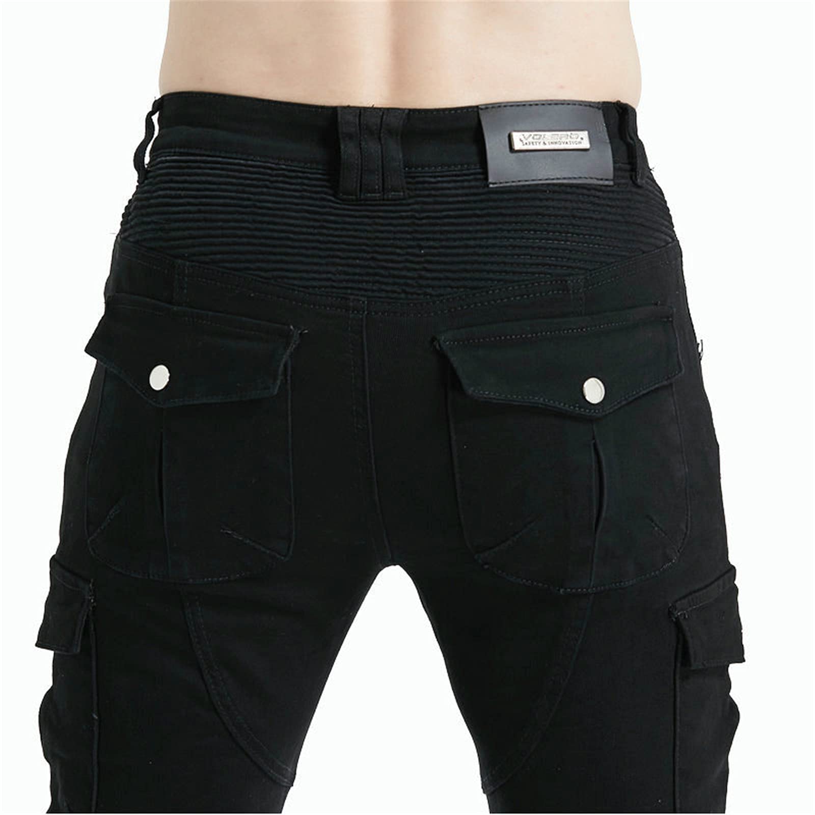 Pantaloni da Moto da Uomo,Moto Biker Jeans Pantaloni Protezione Armature Motorcycle Pants da Ciclismo,Impermeabili Cargo Pantaloni da Corsa (Nero,L)
