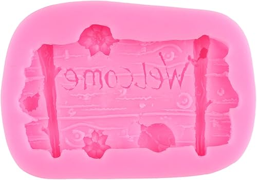 Miniatura 7 de ZiXiang Molde de silicona para letrero de madera de jardín, letrero de bienvenida para decoración de pasteles de azúcar, decoración de cupcakes,