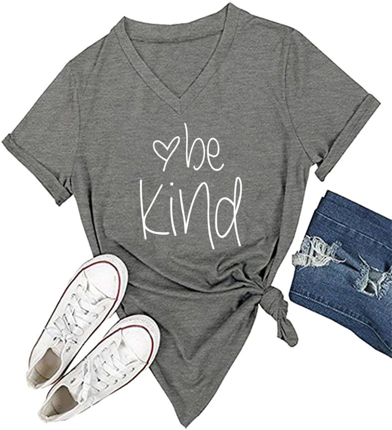 Womens T Shirt Casual Cotton Short Sleeve V-Neck Graphic T-Shirt Tops Tees