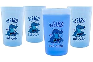 Disney Lilo & Stitch Weird But Cute 4-Piece Color-Changing Plastic Cup Set