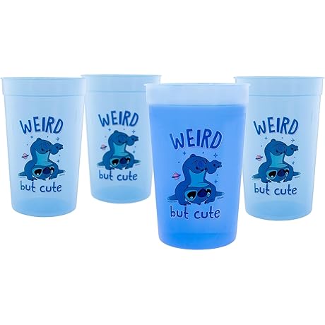 Disney Lilo & Stitch Weird But Cute 4-Piece Color-Changing Plastic Cup Set