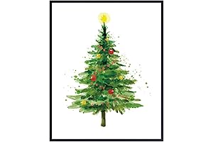 Watercolor Christmas Tree Wall Art Decor - Set the Holiday Mood with Festive Touches