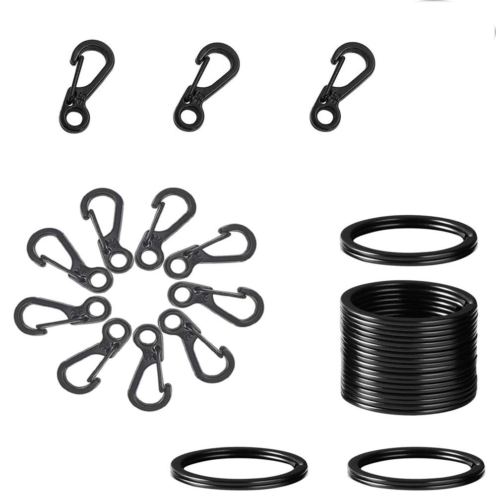 Lot 24 Mousquetons Mini En Alu – 12 Clips + 12 Anneaux, Pour Camping, Rando, Pêche