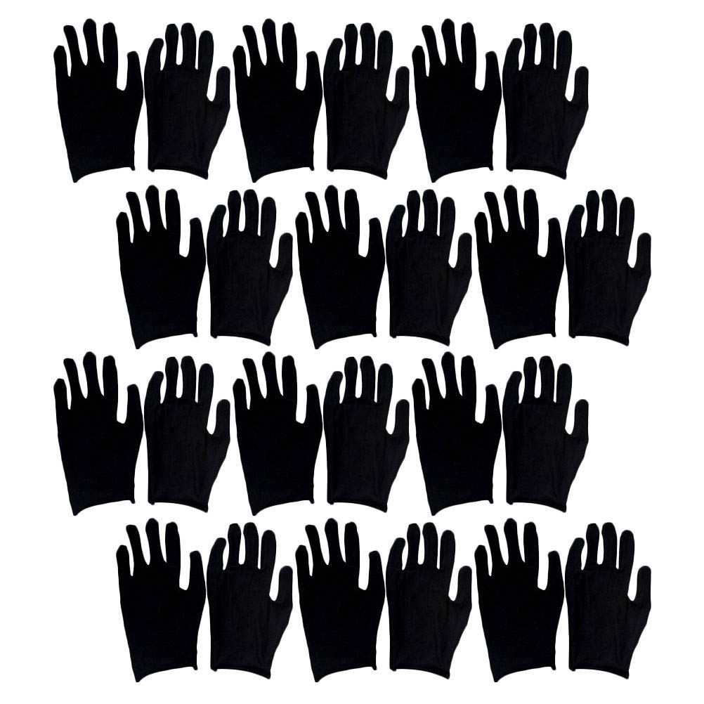 Guanti da Lavoro in Cotone Nero 12 Paia, Protettivi | Resistenti All’usura e Antiscivolo, Uso Giardinaggio, Formato Riutilizzabile per Attività Manuali