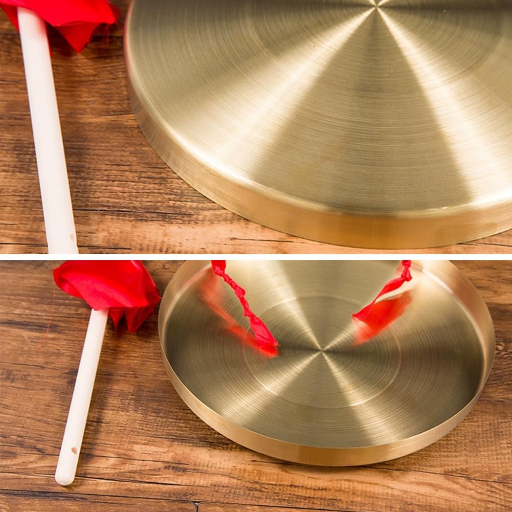 Gong avec Maillet 36 Cm Tam Tam Gong avec Marteau De Jeu Instrument De Percussion Traditionnel Chinois en Cuivre Décoratif pour Le Bureau À Domicile