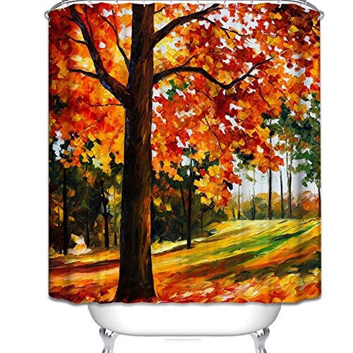 Rideau de douche rideaux personnalité paysage pour baignoire lumineuse