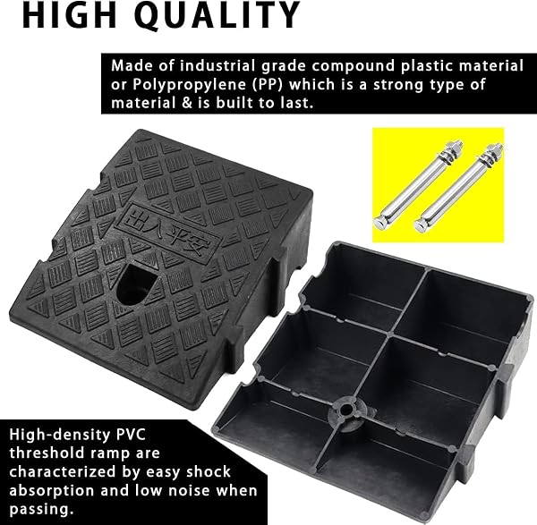 Rampa di Marciapiede in Plastica Rampa carrabile per marciapiede per Auto per Garage Rotelle car set da 2 con 2 Bulloni di Espansione - 4