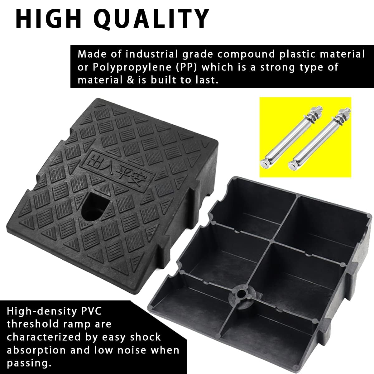 Rampa di Marciapiede in Plastica Rampa carrabile per marciapiede per Auto per Garage Rotelle car set da 2 con 2 Bulloni di Espansione - 5