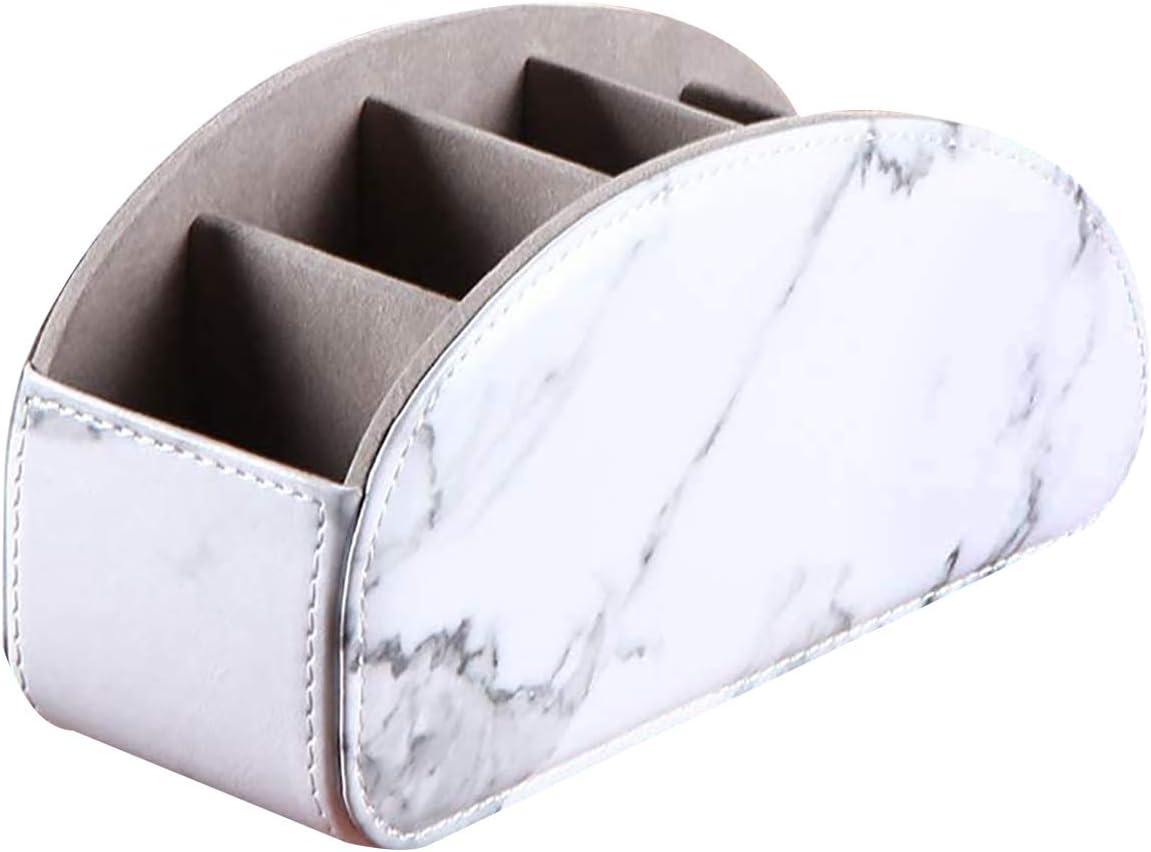 TV Remote Control Holder with 5 Compartments,Pu Leather Remote Caddy/Box/Tray Bedside Table Desk Storage Organizer for DVD, Blu-Ray, Media Player, Heater Controllers and Cosmetics Office Supplies (WOOD): Home Improvement