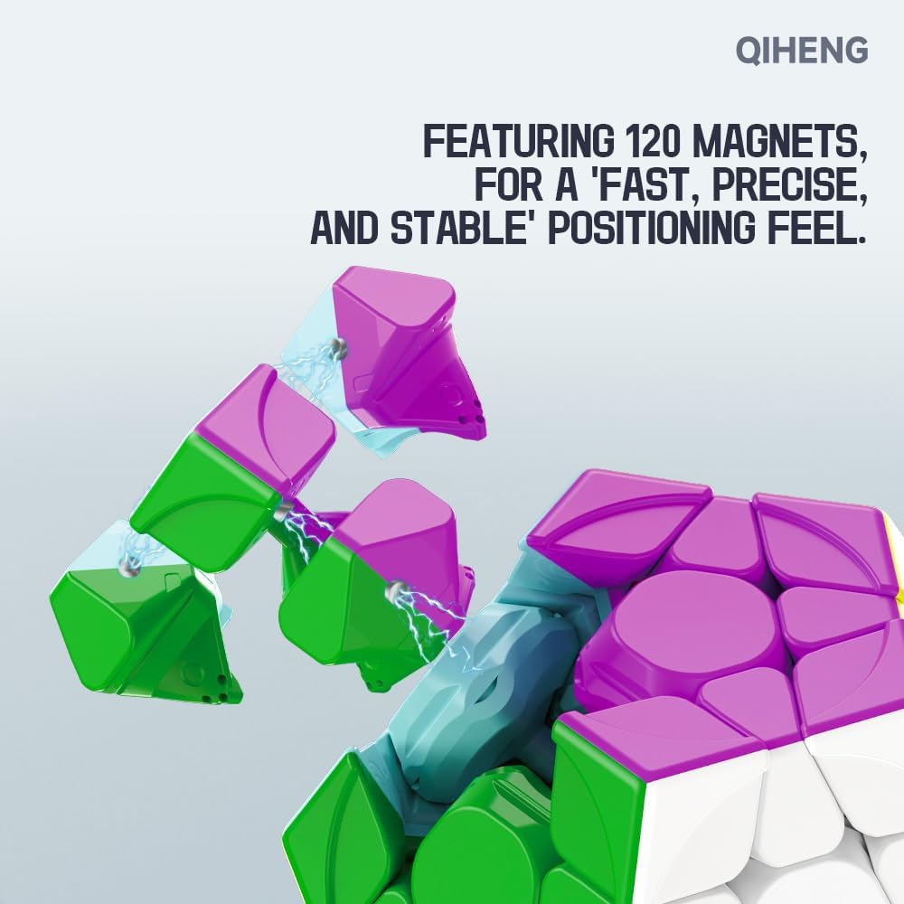 LiangCuber QY Toys QiHeng V2 M Magnetic Megamin Cube 3x3-2024 Magnetic Version, Stickerless Pentagonal Dodecahedron Design, High-Speed Performance for Megamin Enthusiasts