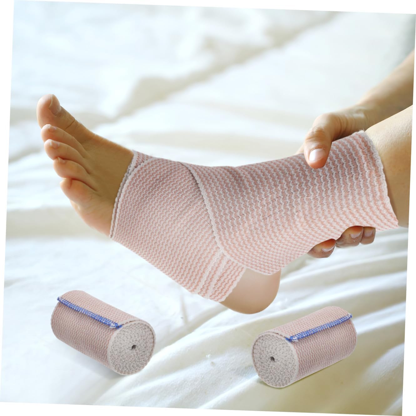 Ipetboom 6Rolls Elastic Bandage Wrap Self Adhering Sports Bandages for Ankle Wrist and Hand Support Striped Design Comfortable Breathable Material