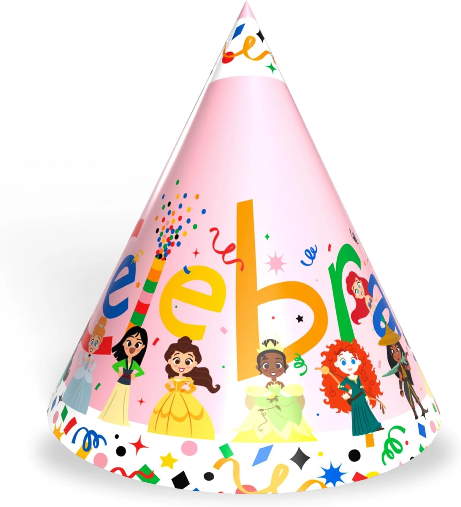 Party Centre, Disney 100 Cute Celebration Princess Cone Hat, 8pcs