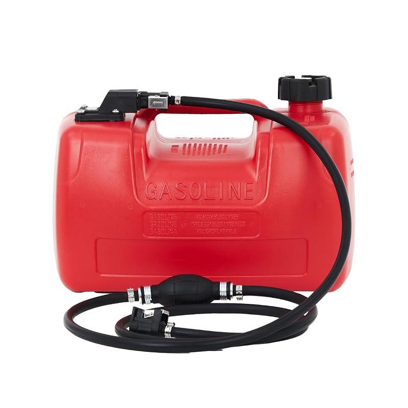 Tanque portátil de transferência de combustível GarveeTech para barco com mangueira e bomba, 3 galões (aprox. 11,4 L), vermelho