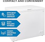 Kenmore Deep Freezer - Chest Freezer, 1 Basket, Garage Ready, Meat Storage, Front Drain, Congelador For Home, Apartment, Basement, Dorm, Shed, Cottage, Manual Defrost, Stand Up, 8.7 Cubic Feet, White