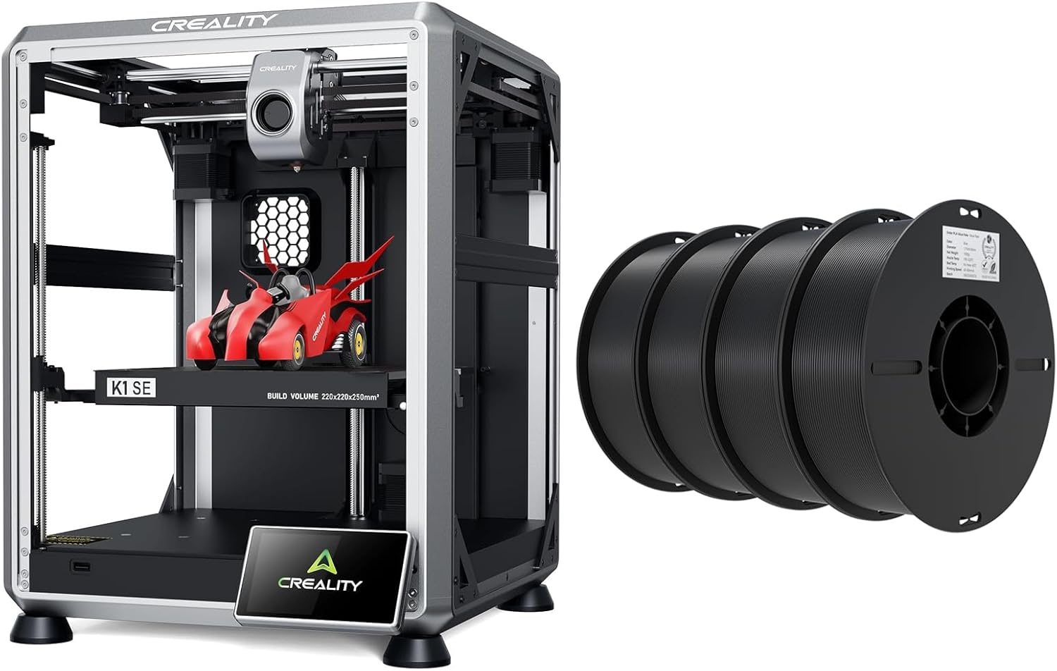 Creality K1 SE 3D Printer Bundle with PLA Filament 1.75mm 4 Packs（4 Black）