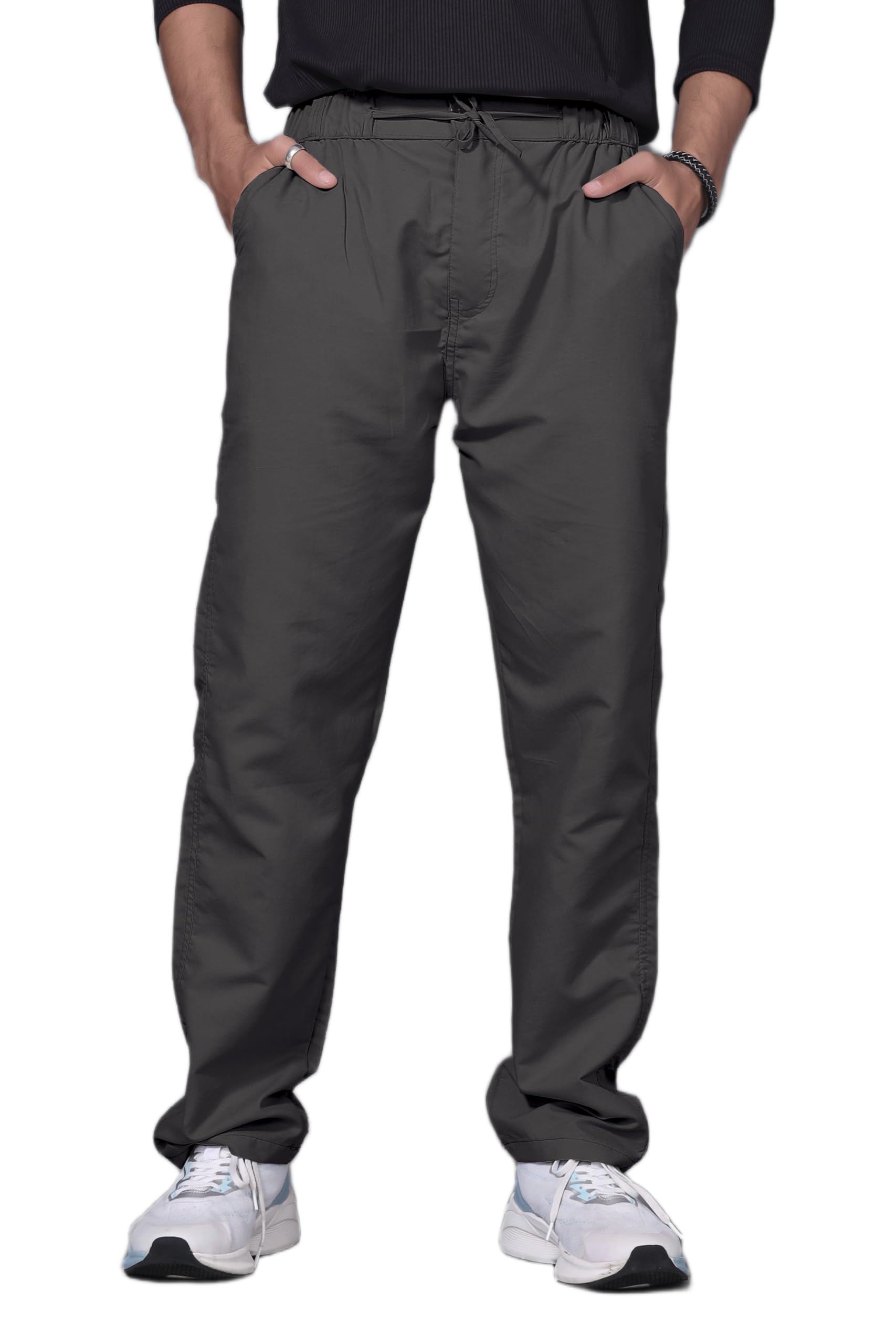 Men’s Solid Cotton Pant | Regular Fit Casual Pants with Elastic Drawstring Waist & Side Pockets | Lightweight Everyday Wear-image-38