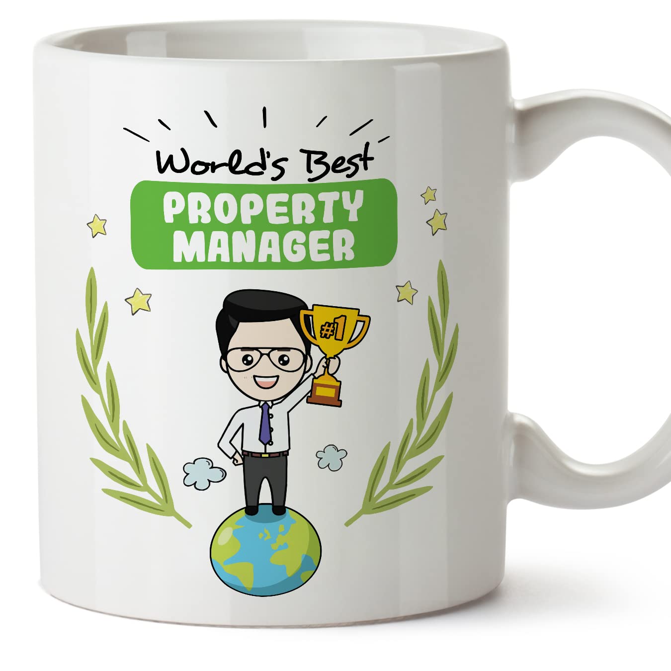 MUGFFINS Property Manager Man Mug - in English - World's Best - Funny Gift for Colleagues - Ceramic 11oz Mug