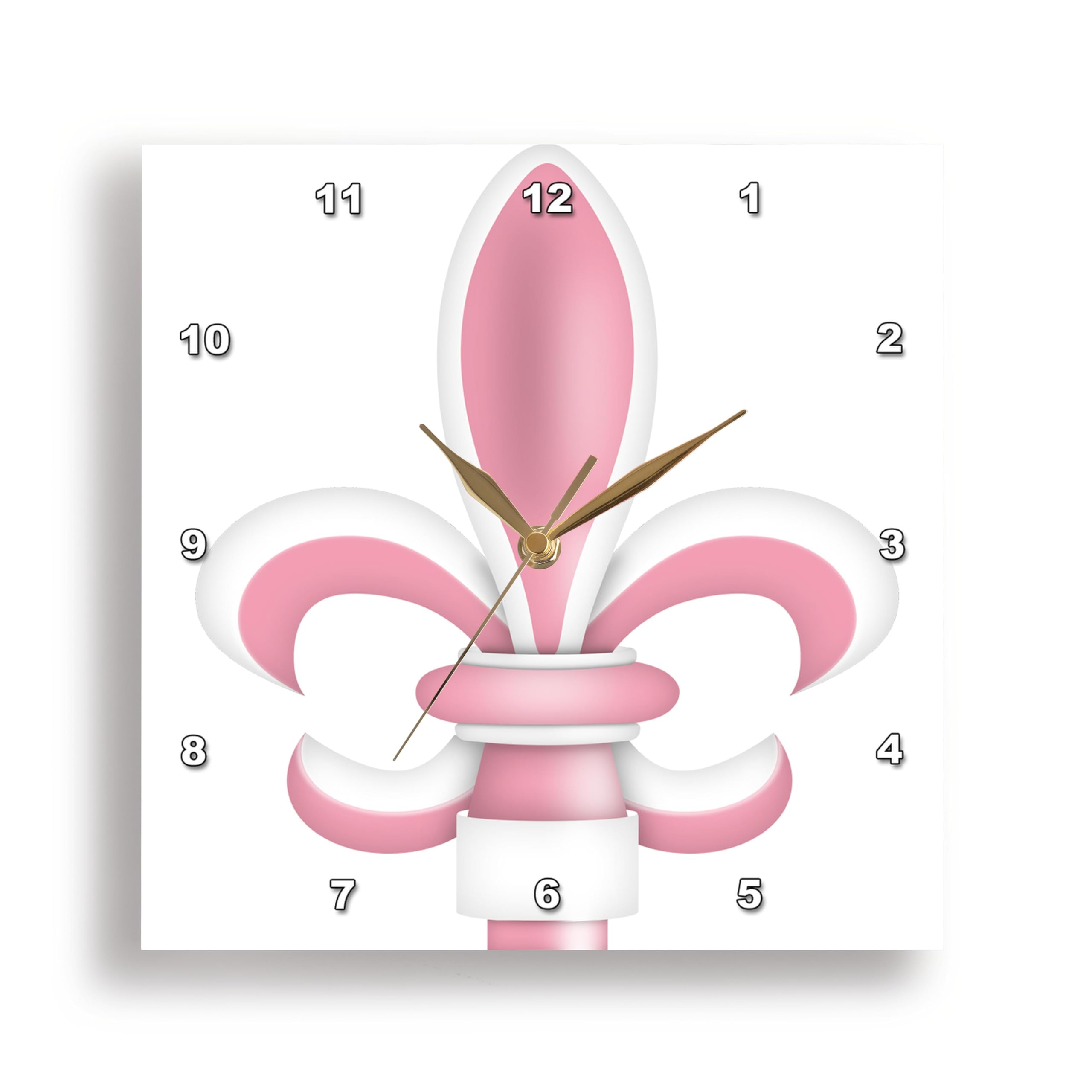 Horloge Fleur de lis rose et blanc 3dRose idéale pour la décoration murale d'un salon