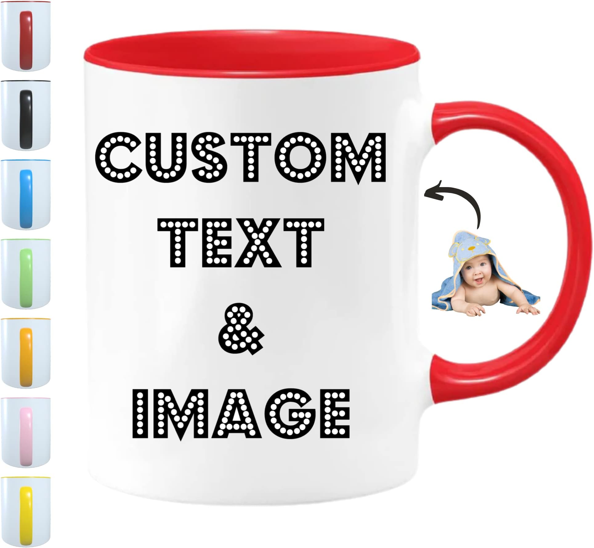 Custom Mug With Pictures - Personalized Coffee Mug With Photo, Text, Logo | Customized Gifts for Men & Women | Taza Personalizada 11oz Tea Cup Printed on Both Sides | Birthdays, Holidays, Mother’s Day