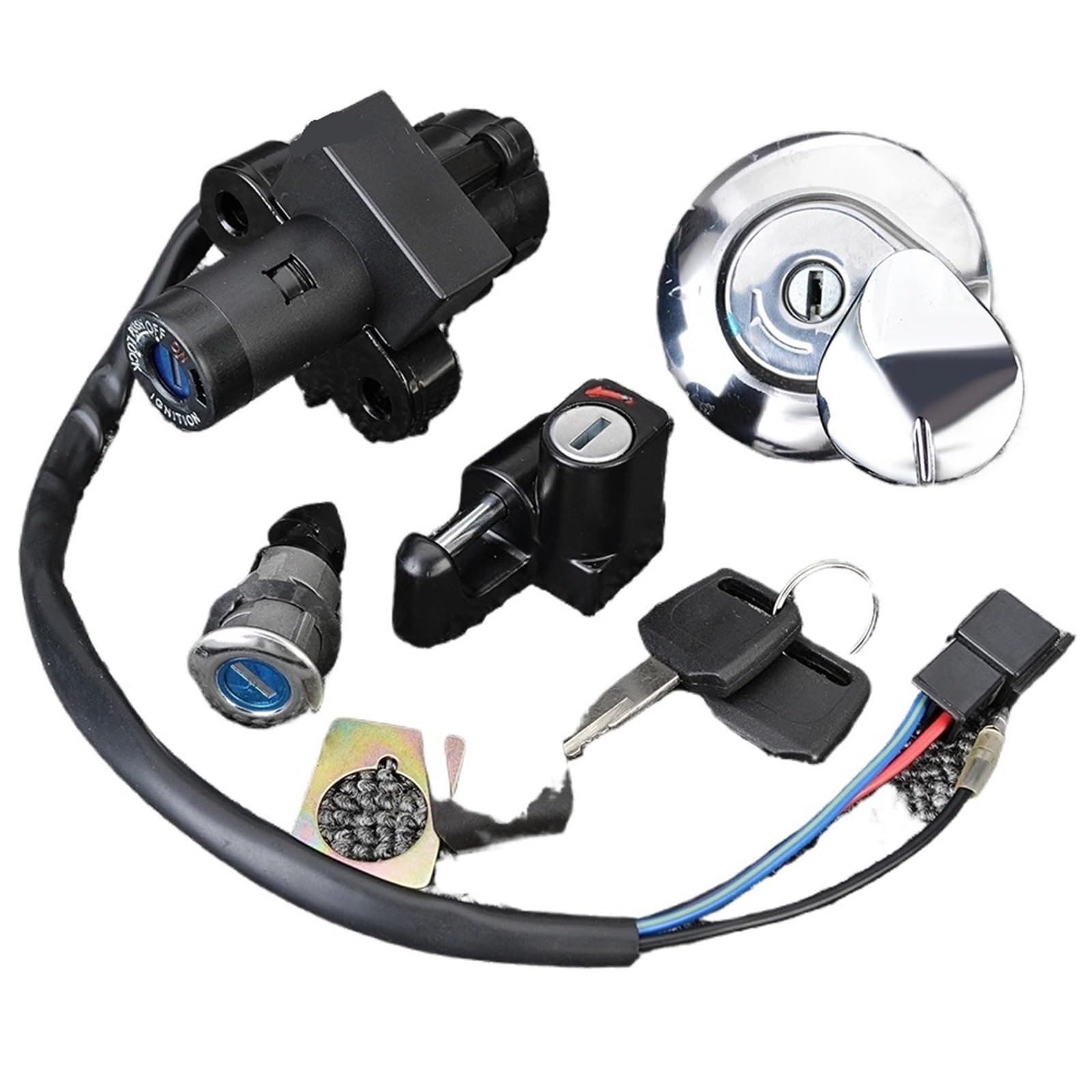 Serrure démarreur Compatible avec CL400 1999 Bouchon Gaz D'allumage Moto Clé Verrouillage Commutateur D'allumage Clés Commutateur Démarrage Accessoires D'assemblage Clé Prise Verrouillage