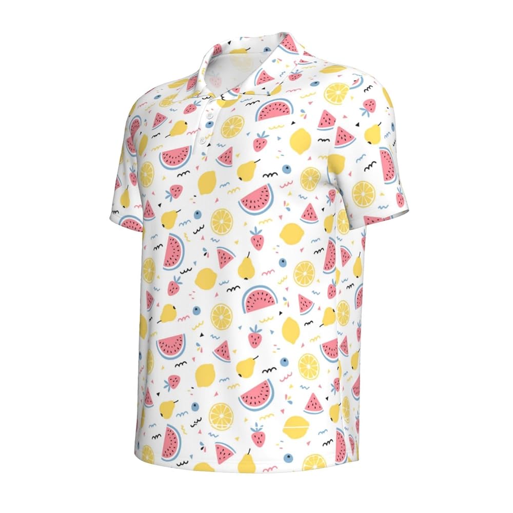 ◆UMBRO◆ Tropical Oasis Dolphin Fresh Short Sleeve T-Shirt Mosytuky Tropical Fruit Print Golf Shirts for Men Dry Fit
