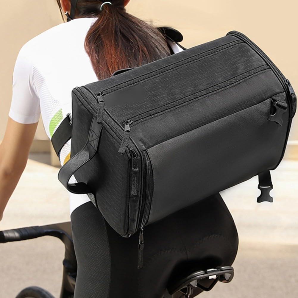 Borsa da bicicletta da 22 litri con scomparto per scarpe indipendente, zaino da ciclismo impermeabile per pendolari e viaggi, 3 vie per trasportare attrezzi sportivi, nero