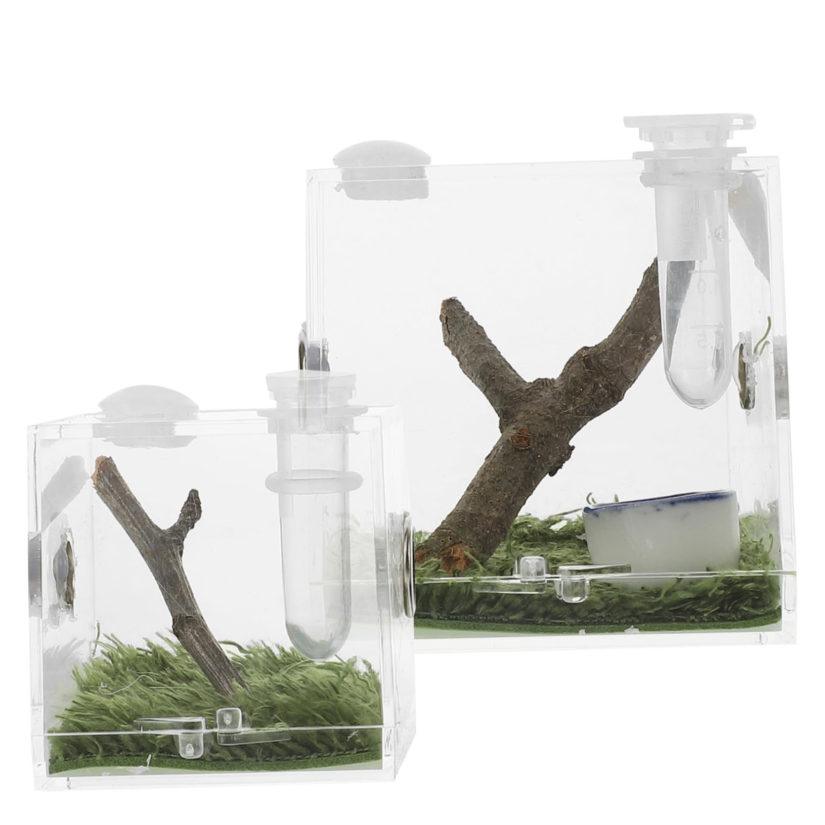 Amazon | Parliky 2個透明アクリル製跳躍飼育箱 小型昆虫用給餌ケース