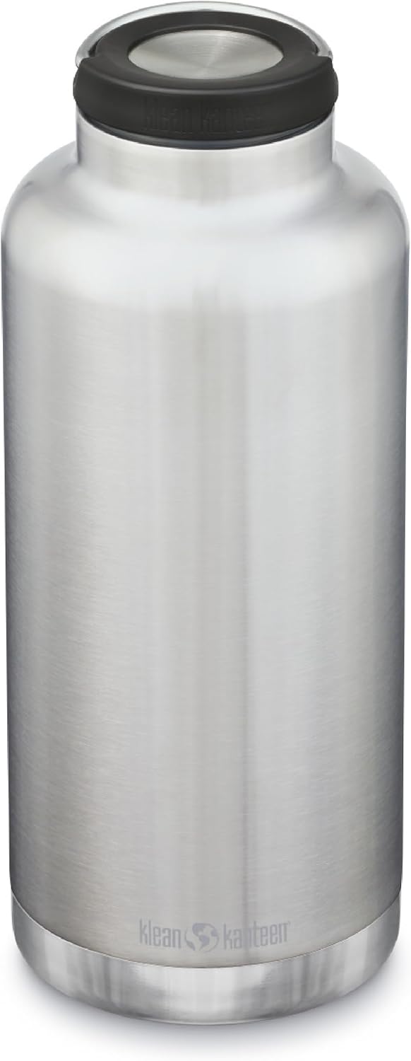 Klean Kanteen TKWide Insulated Water Bottle with Loop Cap - Stainless Steel Water Bottle - 64 oz, Brushed Stainless