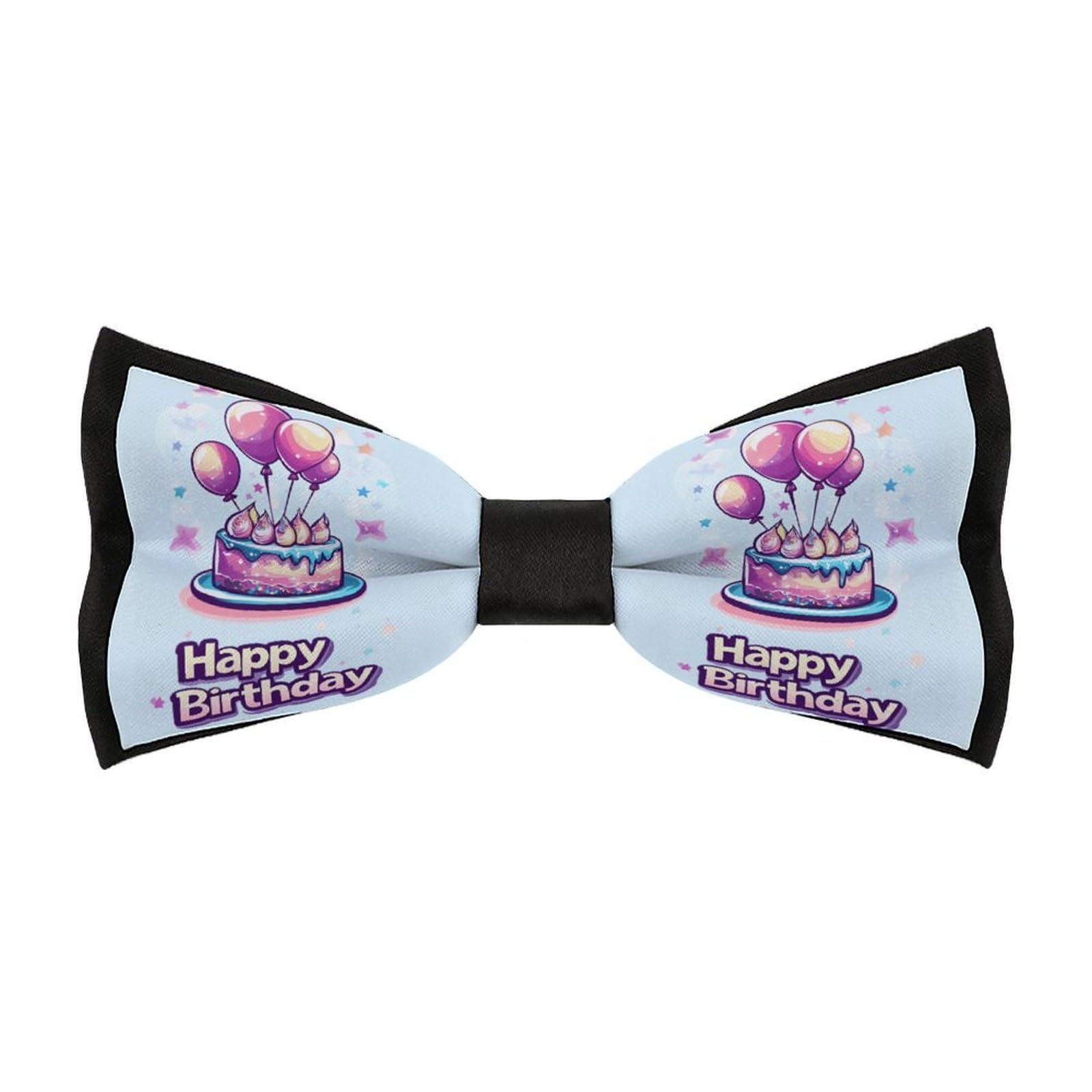 Unedskck Happy Birthday Bow Ties for Men Pre Tied Adjustable Clip On Necktie for Wedding Party
