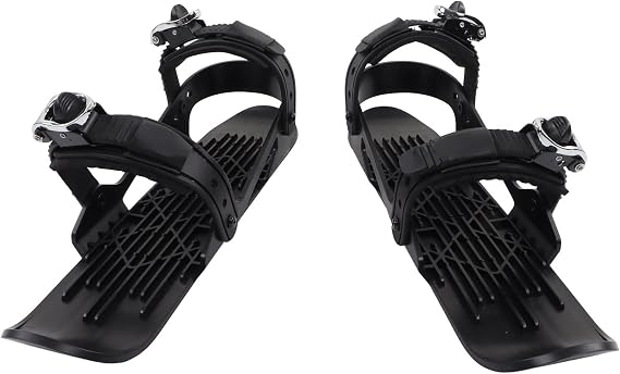 Mini Short Ski Skates for Snow,Skis for Winter Shoes, Short Snowskates Snowblades Skiboards, Adjusable Skiboards Attach to Skis Boots (Black)
