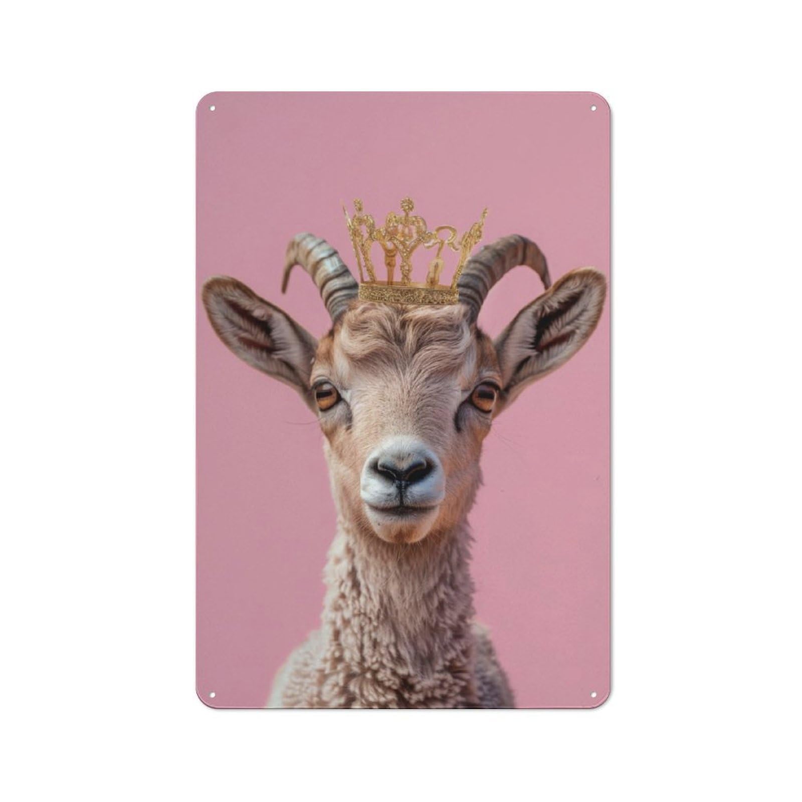 Junmoney Goat Pastel Crown Rustic Tin Sign 30X20cm For Home Bar Wall, For Home Interiors, Feature Walls And Decorative Displays