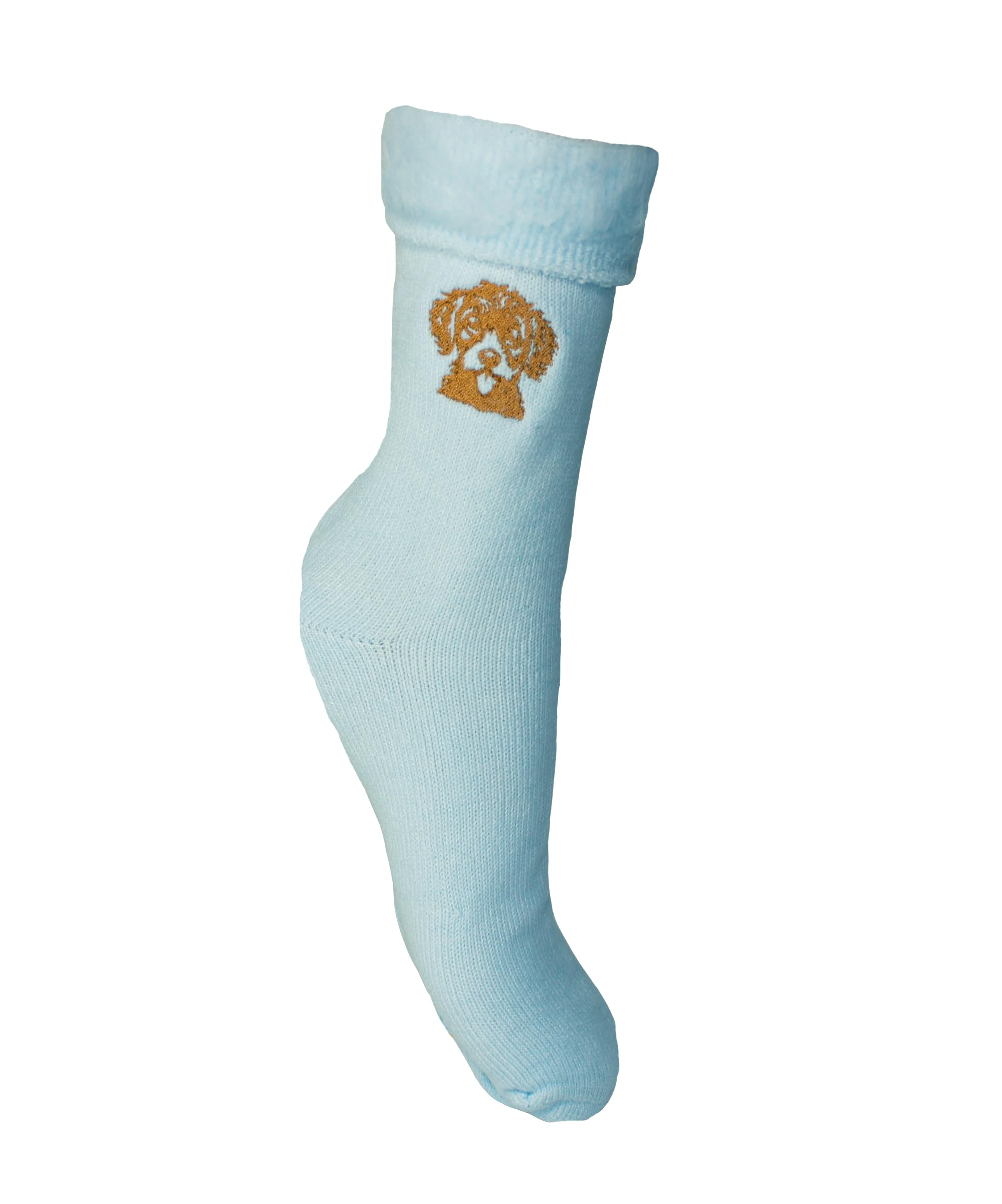 Teddyt's Women's Pastel Blue Cockapoo Embroidered Thermal Fleece Lined Socks (Pastel Blue)