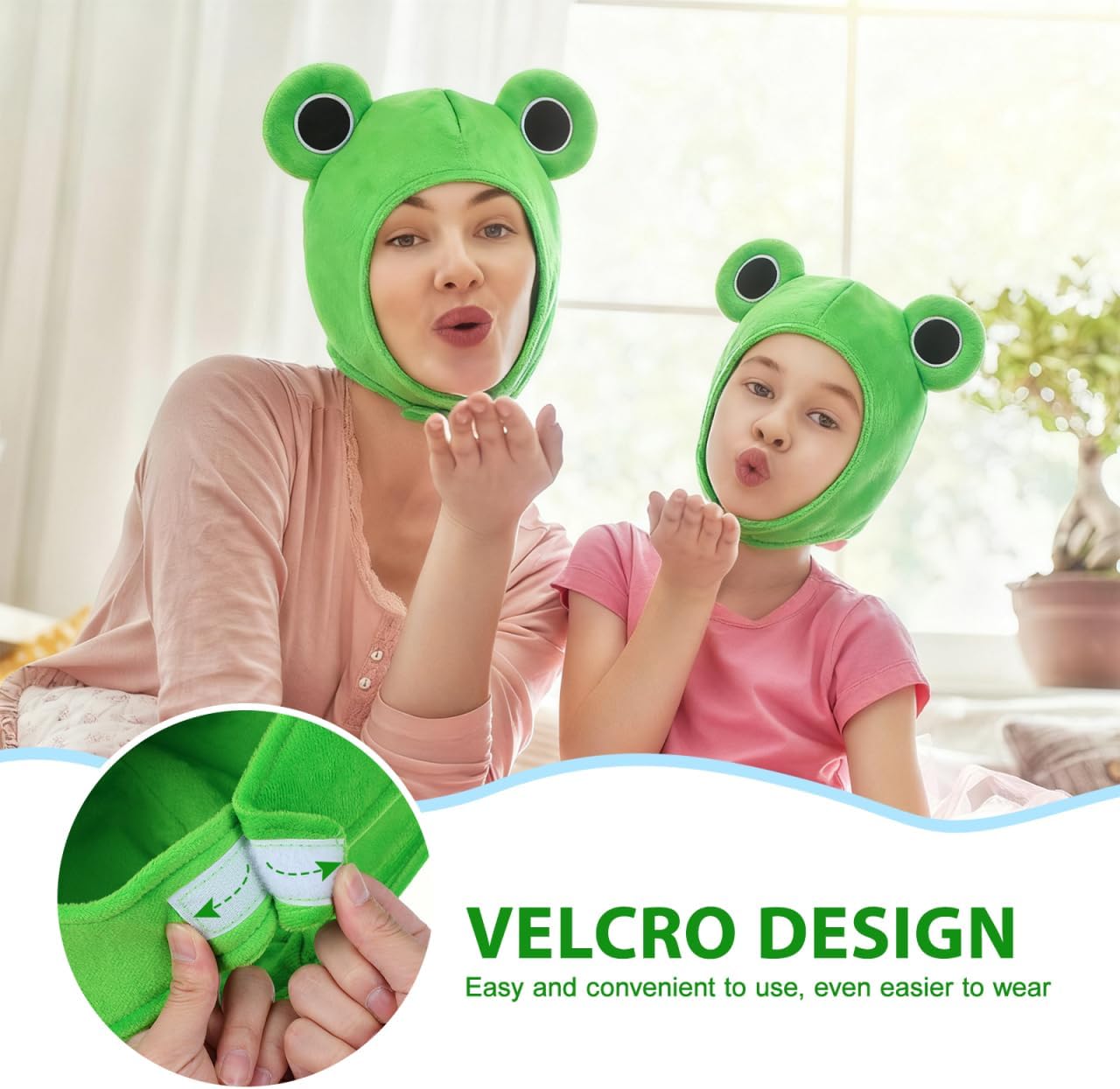 Amosfun Plush Frog Hat Adult, Funny Plush Animal Hat with Big Eyes, Cute Frog Costume Accessories for Adult, Kids Party Dress up Holiday Cosplay Costume (Green) - Image 3